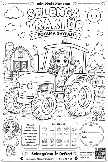 Traktör Boyama Sayfası - Çiftlik Temalı Eğlenceli Aktivite