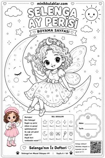 Selenga Ay Perisi Boyama Sayfası (Ücretsiz PDF İndir ve Yazdır)