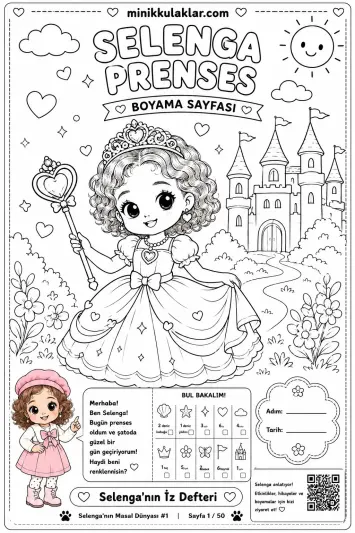 Selenga Prenses Boyama Sayfası (Ücretsiz PDF İndir ve Yazdır)